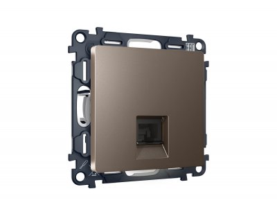 Комплект механизма компьютерной розетки ALFA MA642010 Темная бронза матовый RJ-45(8P8C) CAT6 с защитной шторкой QUANT Ambrella Volt