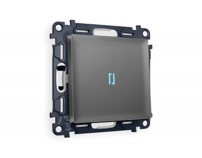 Комплект механизма 1-клавишного проходного выключателя с подсветкой 10000K  ALFA MA652040 Антрацит серый QUANT Ambrella Volt