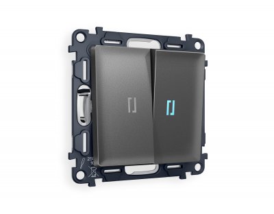 Комплект механизма 2-клавишного выключателя с подсветкой 10000K ALFA MA654020 Антрацит серый QUANT Ambrella Volt