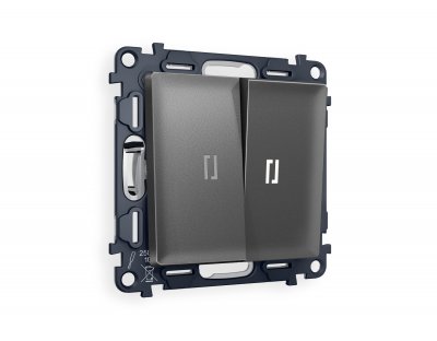 Комплект механизма 2-клавишного проходного выключателя с подсветкой 5600K ALFA MA654035 Антрацит серый QUANT Ambrella Volt Комплект механизма 2-клавишного проходного выключателя с подсветкой 5600K ALFA MA654035 Антрацит серый QUANT Ambrella Volt