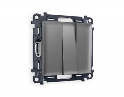 Комплект механизма 3-клавишного выключателя ALFA MA655010 Антрацит серый QUANT Ambrella Volt Комплект механизма 3-клавишного выключателя ALFA MA655010 Антрацит серый QUANT Ambrella Volt