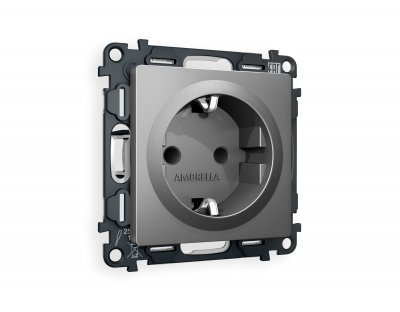 Комплект механизма электрической розетки ALFA MA657010 Антрацит серый с заземлением и шторками 2P+E 16A-250V QUANT Ambrella Volt Комплект механизма электрической розетки ALFA MA657010 Антрацит серый с заземлением и шторками 2P+E 16A-250V QUANT Ambrella Volt