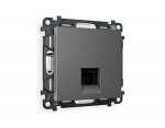 Комплект механизма телефонной розетки ALFA MA662030 Антрацит серый RJ-11(4P4C) с защитной шторкой QUANT Ambrella Volt