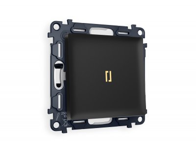 Комплект механизма 1-клавишного выключателя с подсветкой 3200K ALFA MA802010 Черный матовый QUANT Ambrella Volt
