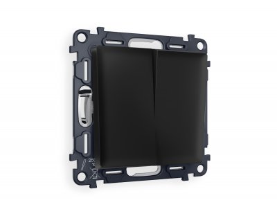 Комплект механизма 2-клавишного проходного выключателя ALFA MA803020 Черный матовый QUANT Ambrella Volt