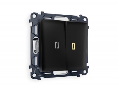 Комплект механизма 2-клавишного выключателя с подсветкой 3200K ALFA MA804010 Черный матовый QUANT Ambrella Volt