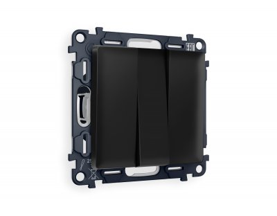 Комплект механизма 3-клавишного выключателя ALFA MA805010 Черный матовый QUANT Ambrella Volt