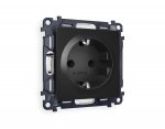 Комплект механизма электрической розетки ALFA MA807010 Черный матовый с заземлением и шторками 2P+E 16A-250V QUANT Ambrella Volt