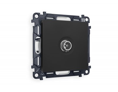 Комплект механизма TV розетки проходной ALFA MA813030 Черный матовый 5-1000 MHz 4dB QUANT Ambrella Volt