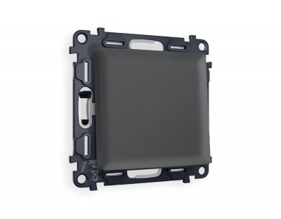 Комплект механизма 1-клавишного выключателя ALFA MA901010 Графит мягкое касание QUANT Ambrella Volt