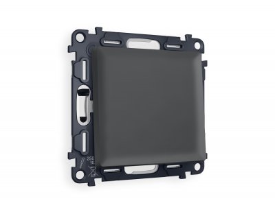 Комплект механизма 1-клавишного перекрестного выключателя ALFA MA901030 Графит мягкое касание QUANT Ambrella Volt