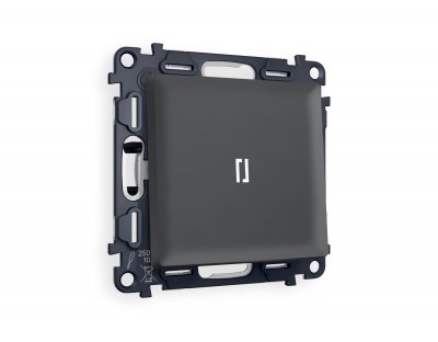 Комплект механизма 1-клавишного выключателя с подсветкой 5600K ALFA MA902015 Графит мягкое касание QUANT Ambrella Volt