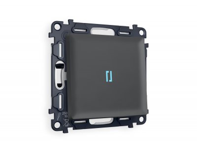 Комплект механизма 1-клавишного проходного выключателя с подсветкой 10000K ALFA MA902040 Графит мягкое касание QUANT Ambrella Volt