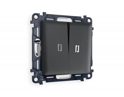 Комплект механизма 2-клавишного выключателя с подсветкой 5600K ALFA MA904015 Графит мягкое касание QUANT Ambrella Volt Комплект механизма 2-клавишного выключателя с подсветкой 5600K ALFA MA904015 Графит мягкое касание QUANT Ambrella Volt