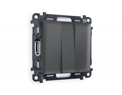 Комплект механизма 3-клавишного выключателя ALFA MA905010 Графит мягкое касание QUANT Ambrella Volt Комплект механизма 3-клавишного выключателя ALFA MA905010 Графит мягкое касание QUANT Ambrella Volt