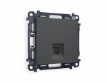 Комплект механизма телефонной розетки ALFA MA912030 Графит мягкое касание RJ-11(4P4C) с защитной шторкой QUANT Ambrella Volt