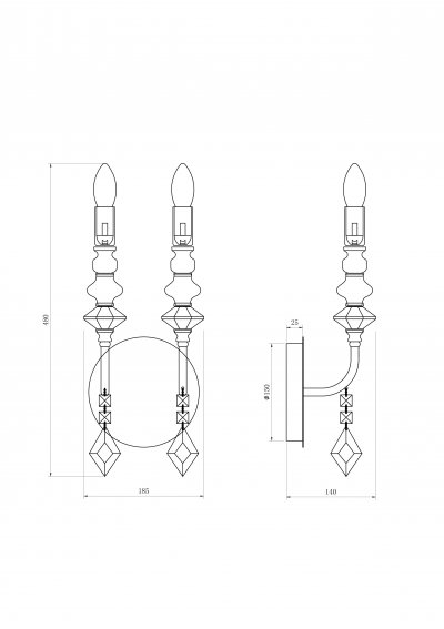 Светильник настенный бра Lucia Tucci MAYA W4450.2 chrome