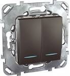Unica Top Графит Выключатель 2-клавишный (сх.5) с подсветкой MGU5.0101.12NZD