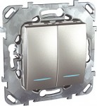 Unica Top Алюминий Выключатель 2-клавишный (сх.5) с подсветкой MGU5.0101.30NZD