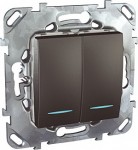 Unica Top Графит Переключатель 2-клавишный (сх.6+6) с подсветкой MGU5.0303.12NZD