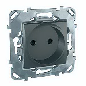 Unica Top Графит Розетка б/з со шторками, винтовой зажим MGU5.033.12ZD