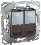 Unica Top Графит Розетка комп. 2-ая кат. 5е с полем для надписи (RJ45) MGU5.2020.12ZD