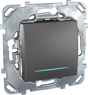 Unica Top Графит Выключатель кнопочный 1-клавишный с подсветкой MGU5.206.12NZD