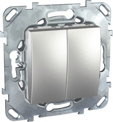 Unica Top Алюминий Переключатель 2-клавишный (сх.6+6) MGU5.213.30ZD