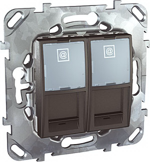 Unica Top Графит Розетка комп. 2-ая кат 6 с полем для надписи (RJ45) MGU5.2424.12ZD