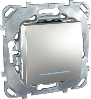 Unica Top Алюминий Выключатель 1-клавишный 2P 16A с подсветкой MGU5.262.30SZD