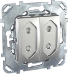 Unica Top Алюминий Розетка 2-ая, б/з, 10А, со шторками, для узких вилок MGU5.3131.30ZD