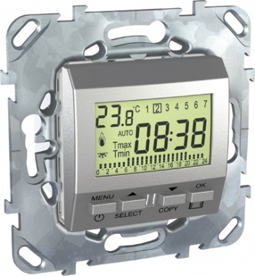 Unica Top Алюминий Термостат электр.программ. 8А (от+5 до +30 град) MGU5.505.30ZD Unica Top Алюминий Термостат электр.программ. 8А (от+5 до +30 град) MGU5.505.30ZD