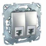 Unica Top Алюминий Розетка ТЛФ 2-ая 4 контакта (RJ11) MGU5.9090.30ZD