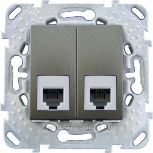 Unica Top Графит Розетка ТЛФ 2-ая 4 контакта (RJ11) MGU5.9090.12ZD
