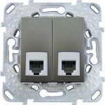 Unica Top Графит Розетка ТЛФ 2-ая 4 контакта (RJ11) MGU5.9090.12ZD