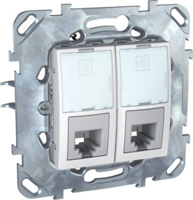 Розетка ТЛФ(RJ12) 2-ая 6 контактов с полем для надписи MGU5.9191.18ZD