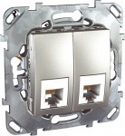 Unica Top Алюминий Розетка ТЛФ 2-ая 6 контактов (RJ 12) MGU5.9191.30ZD