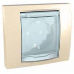 Розетка 1-ая с/з, IP 44 с прозрачной крышкой и рамкой (моноблок) MGU61.037.25