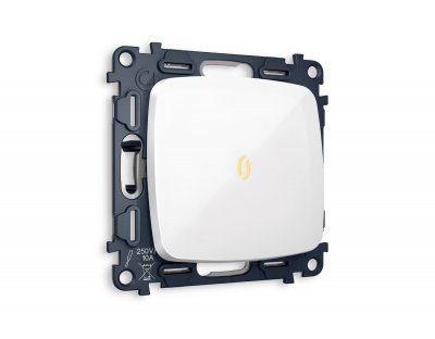 Комплект механизма 1-клавишного проходного выключателя с подсветкой 3200K OMEGA MO102030 Белый глянец QUANT Ambrella Volt