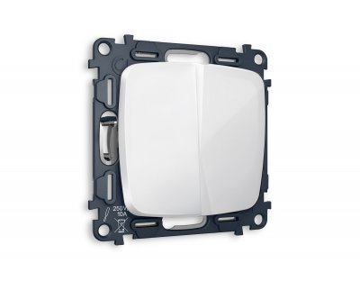 Комплект механизма 2-клавишного проходного выключателя OMEGA MO103020 Белый глянец QUANT Ambrella Volt