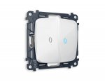 Комплект механизма 2-клавишного проходного выключателя с подсветкой 10000K OMEGA MO104040 Белый глянец QUANT Ambrella Volt