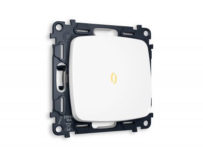 Комплект механизма 1-клавишного проходного выключателя с подсветкой 3200K OMEGA MO122030 Белый матовый QUANT Ambrella Volt