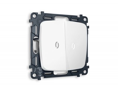 Комплект механизма 2-клавишного выключателя с подсветкой 5600K OMEGA MO124015 Белый матовый QUANT Ambrella Volt Комплект механизма 2-клавишного выключателя с подсветкой 5600K OMEGA MO124015 Белый матовый QUANT Ambrella Volt