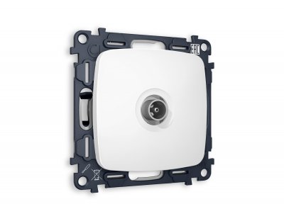 Комплект механизма TV розетки проходной OMEGA MO133030 Белый матовый 5-1000 MHz 4dB QUANT Ambrella Volt