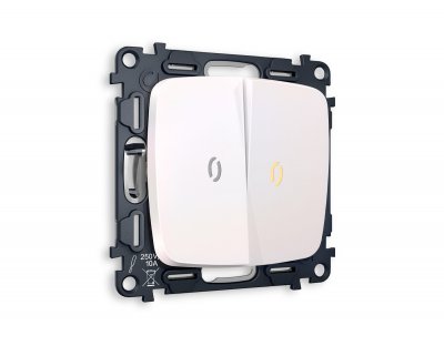 Комплект механизма 2-клавишного проходного выключателя с подсветкой 3200K OMEGA MO204030 Жемчуг QUANT Ambrella Volt Комплект механизма 2-клавишного проходного выключателя с подсветкой 3200K OMEGA MO204030 Жемчуг QUANT Ambrella Volt