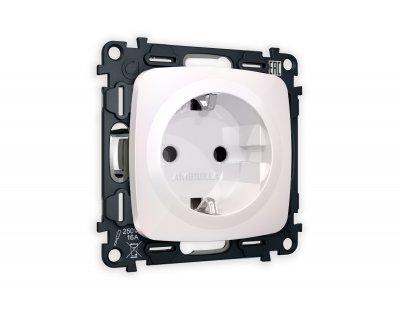 Комплект механизма электрической розетки OMEGA MO206010 Жемчуг с заземлением на винтовых зажимах 2P+E 16A-250V QUANT Ambrella Volt Комплект механизма электрической розетки OMEGA MO206010 Жемчуг с заземлением на винтовых зажимах 2P+E 16A-250V QUANT Ambrella Volt