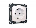 Комплект механизма электрической розетки OMEGA MO207010 Жемчуг с заземлением и шторками 2P+E 16A-250V QUANT Ambrella Volt