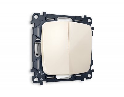 Комплект механизма 2-клавишного выключателя OMEGA MO303010 Бежевый глянец QUANT Ambrella Volt Комплект механизма 2-клавишного выключателя OMEGA MO303010 Бежевый глянец QUANT Ambrella Volt