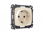 Комплект механизма электрической розетки OMEGA MO306010 Бежевый глянец с заземлением на винтовых зажимах 2P+E 16A-250V QUANT Ambrella Volt