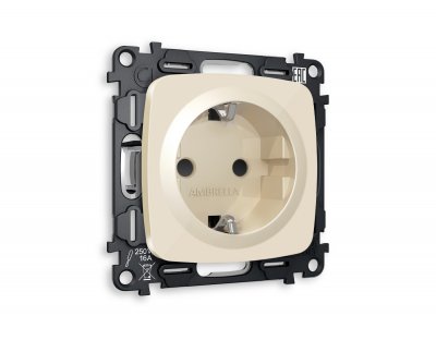 Комплект механизма электрической розетки OMEGA MO307010 Бежевый глянец с заземлением и шторками 2P+E 16A-250V QUANT Ambrella Volt Комплект механизма электрической розетки OMEGA MO307010 Бежевый глянец с заземлением и шторками 2P+E 16A-250V QUANT Ambrella Volt